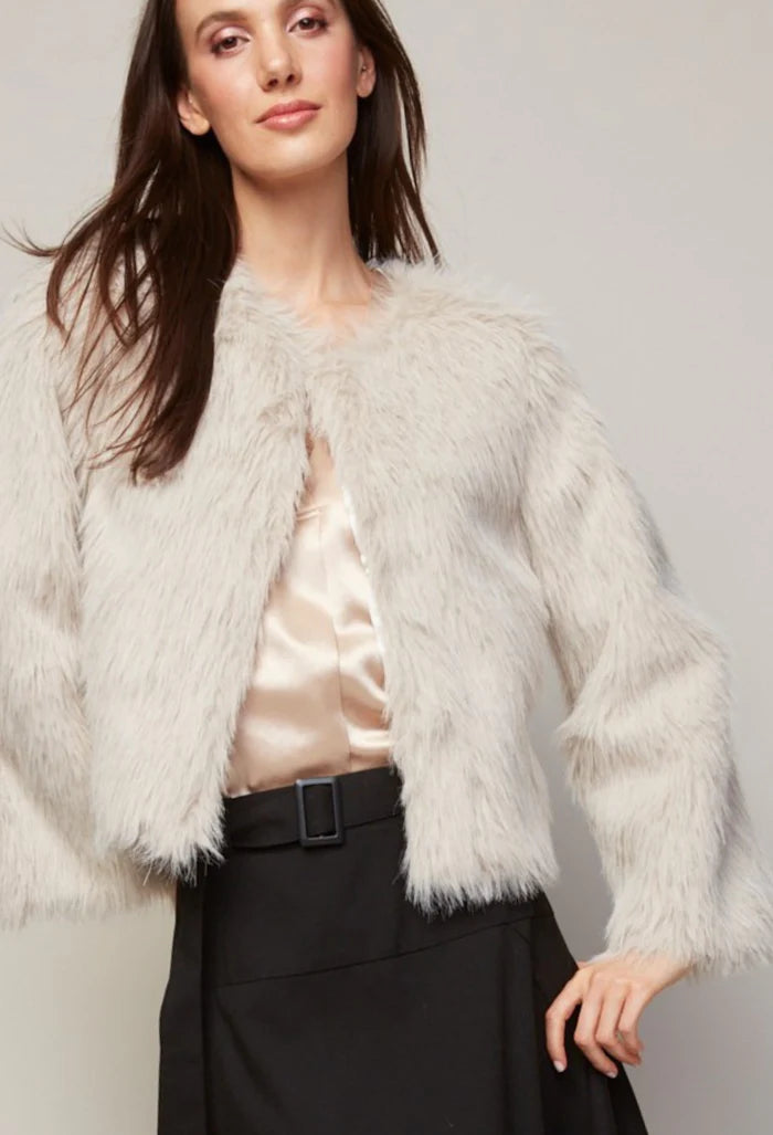 Blaine Collarless Faux Fur Jacket