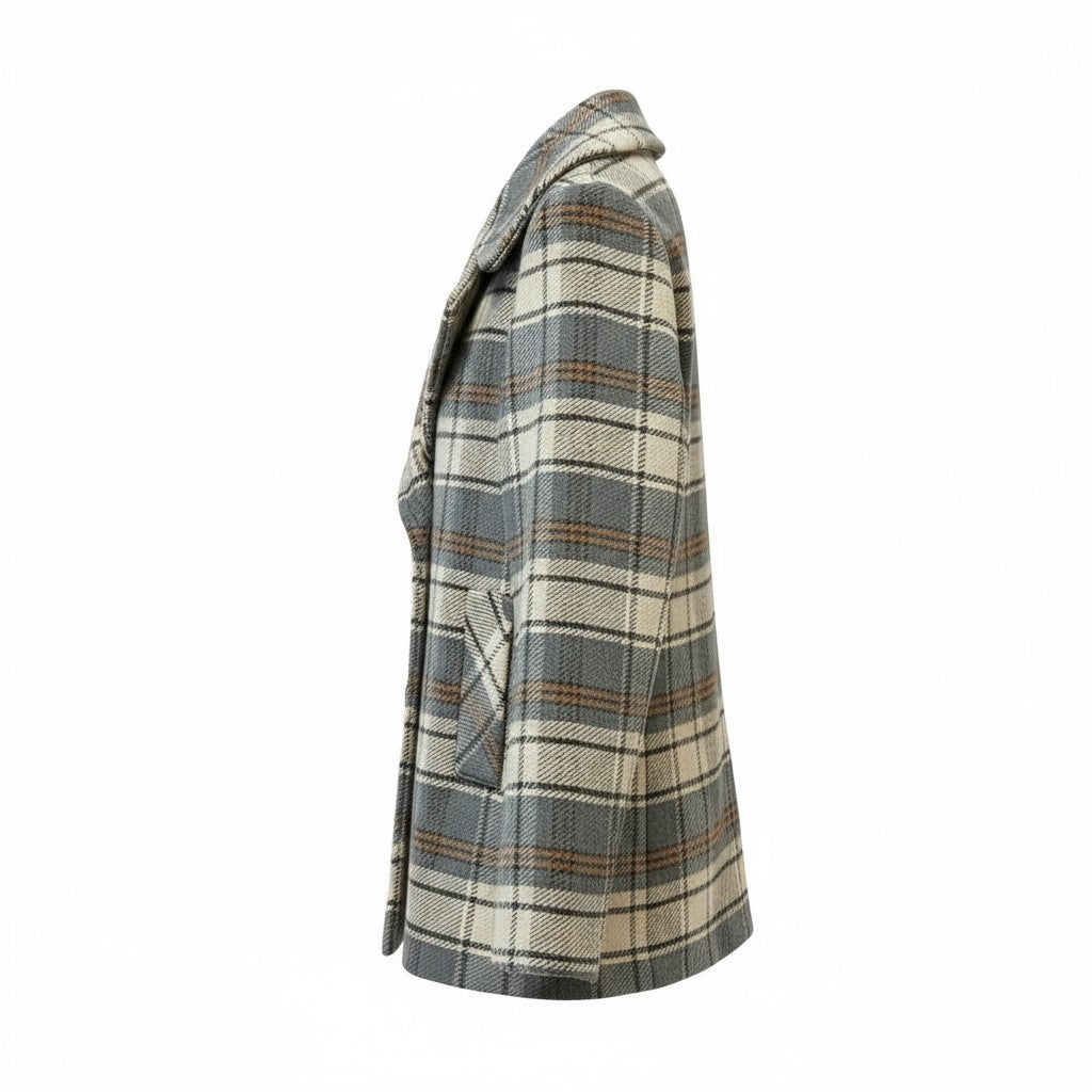 Plaid Caban Coat