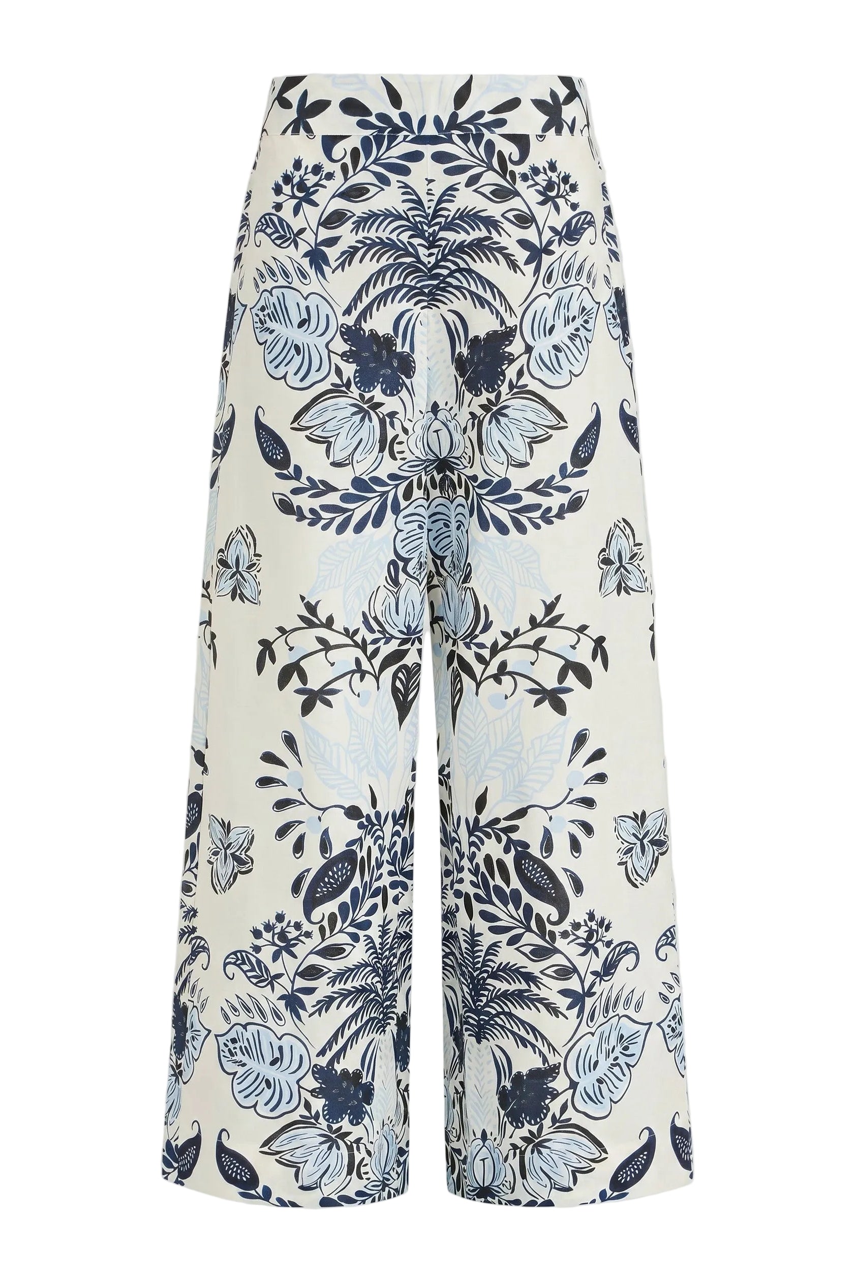 Floral patterned pants on a white background.