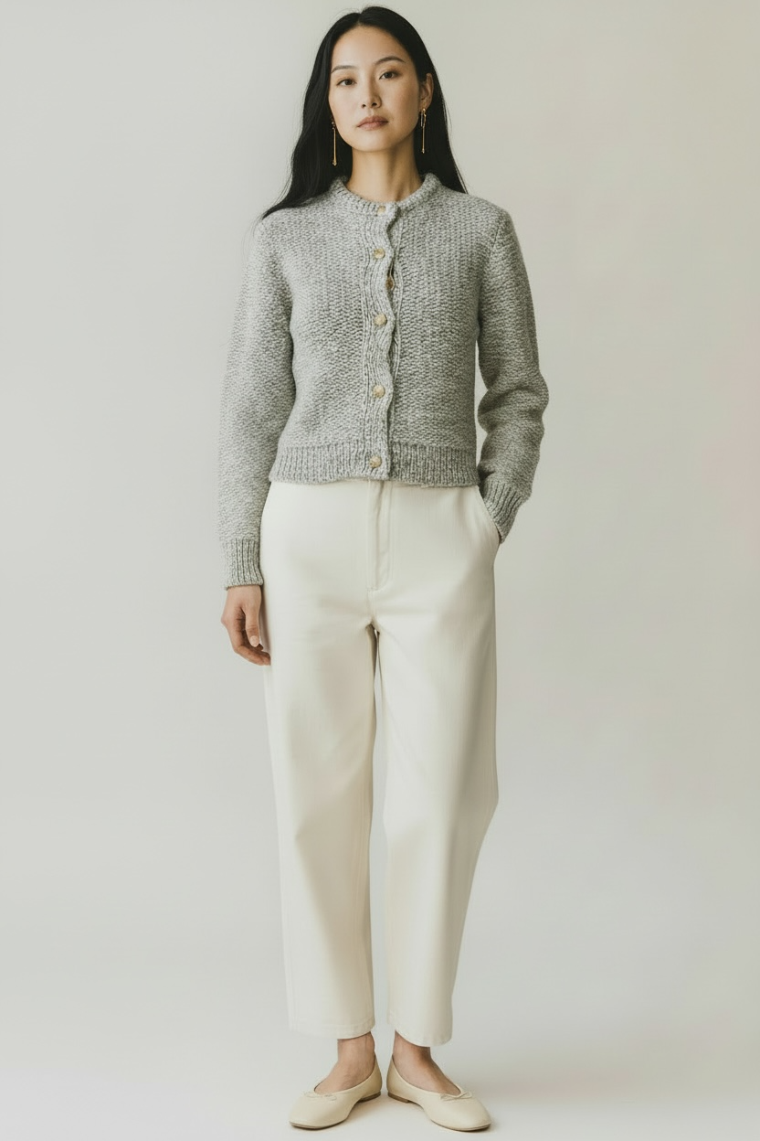 Marl Gold Button Cardigan