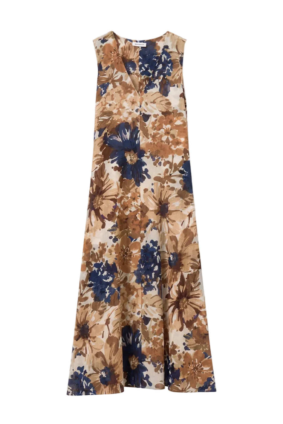 Floral-patterned dress on a white background.