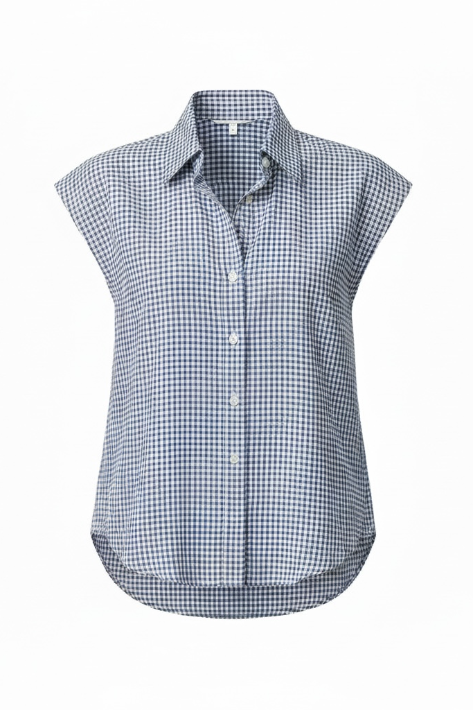 Sleeveless checkered shirt on a white background