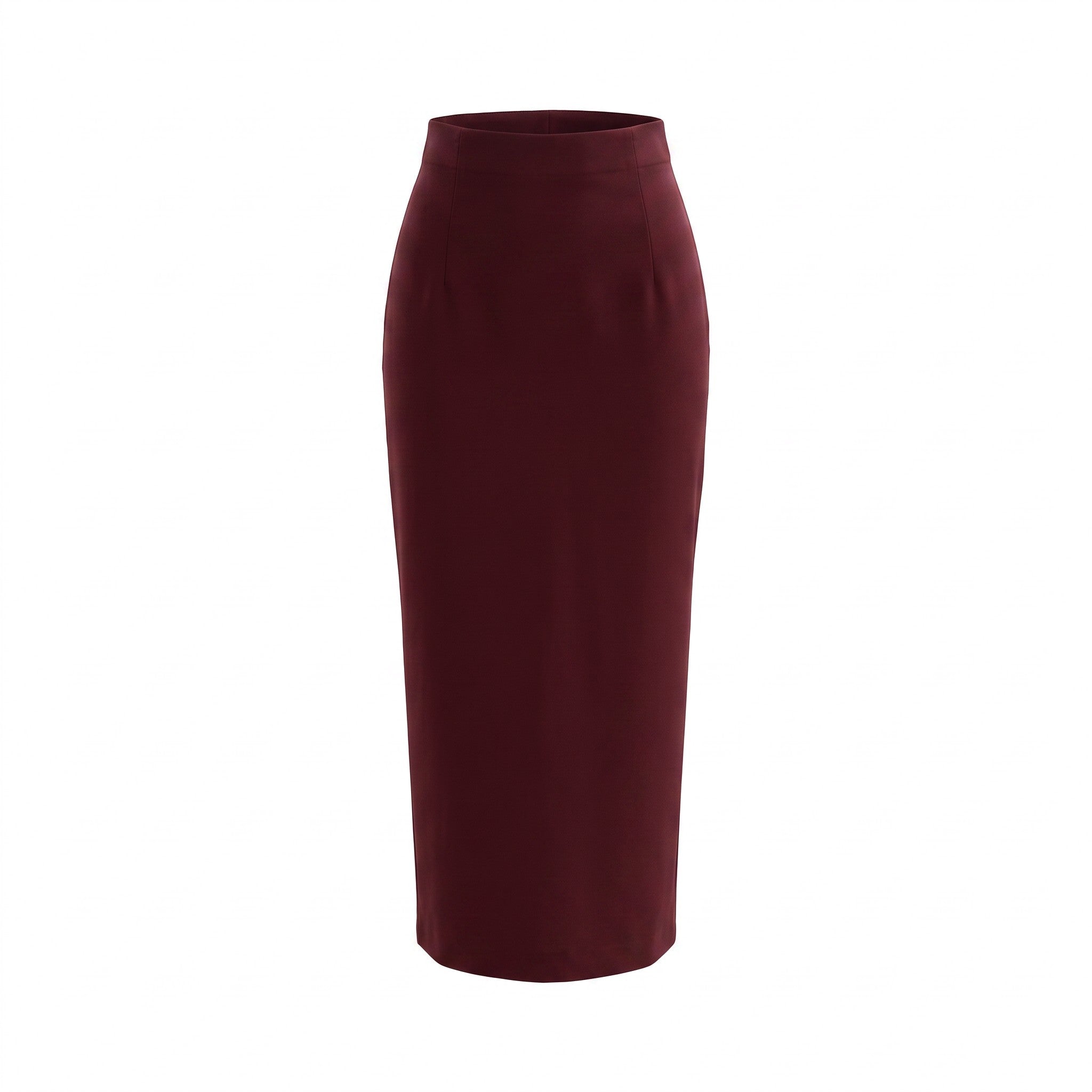 Marie Saint Pierre Tarselle burgundy high-waisted midi skirt, front product view