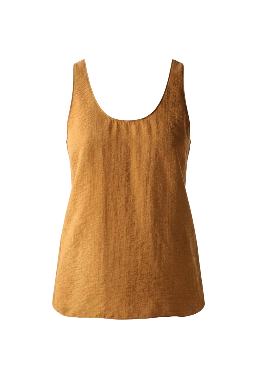 Brown tank top on a white background.