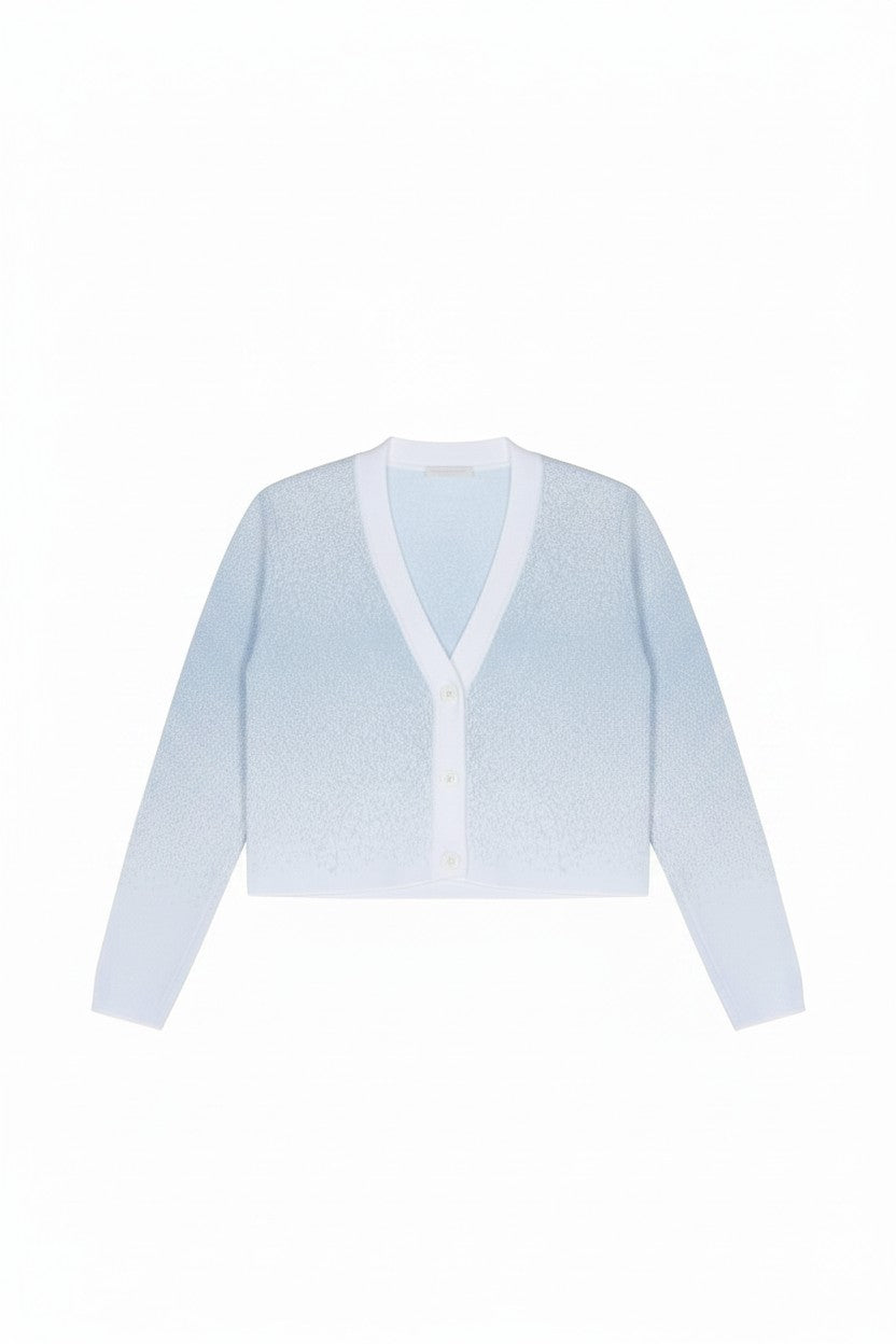 Light blue cardigan on a white background