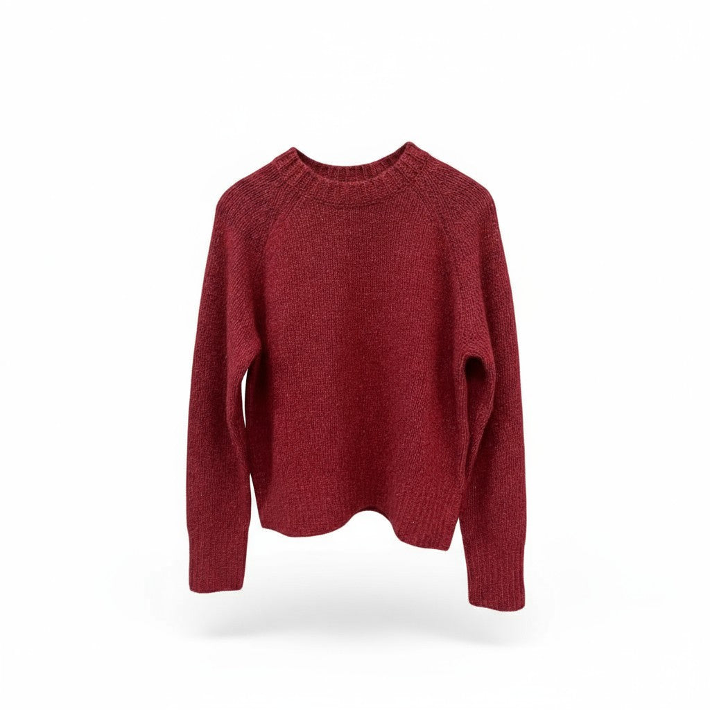 Red Allude crewneck sweater on a white background.