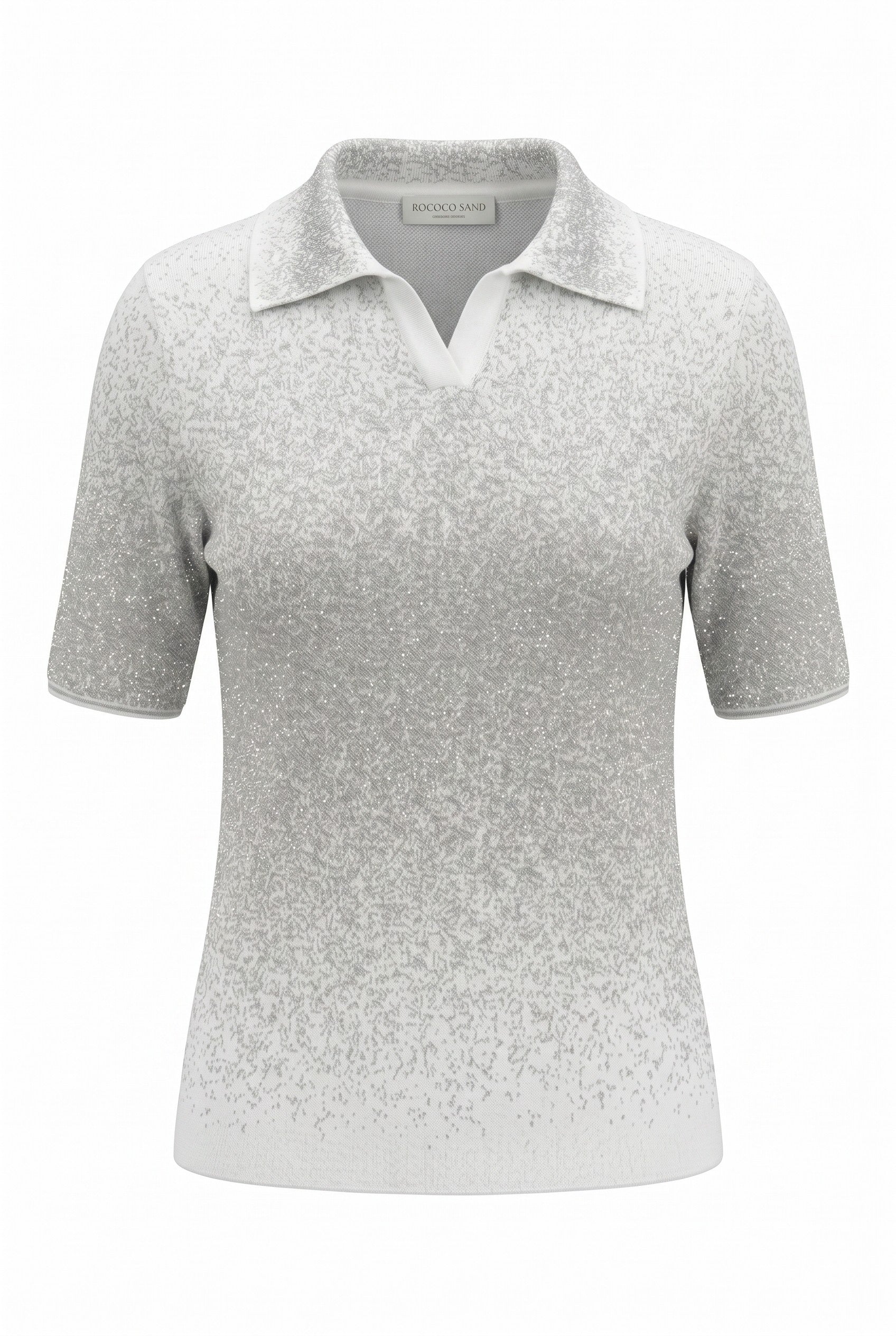 Gray short-sleeve polo shirt on a white background.
