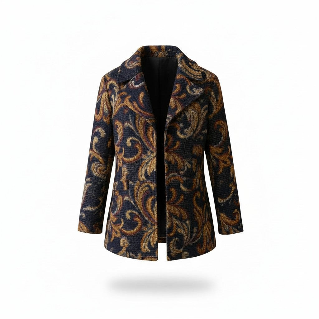Patterned coat on a white background.