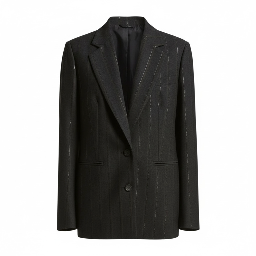 Black suit jacket on a white background.