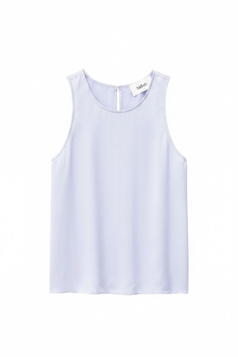 Lavender tank top on a white background.