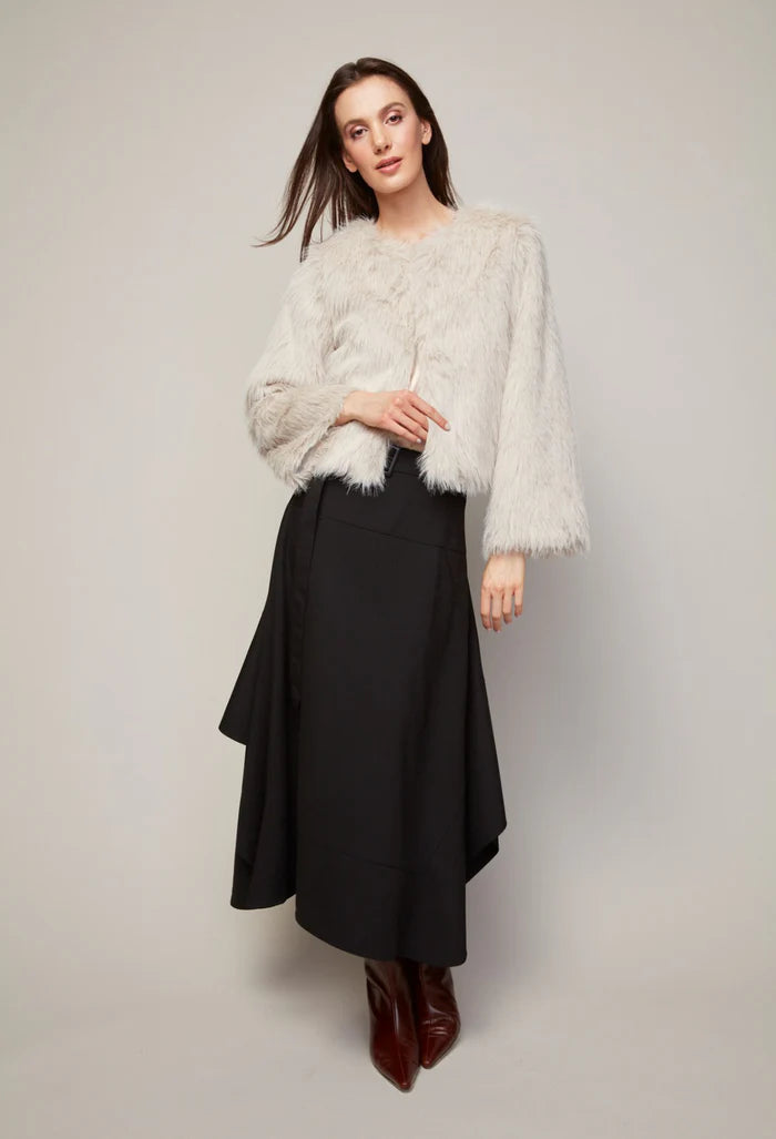 Blaine Collarless Faux Fur Jacket