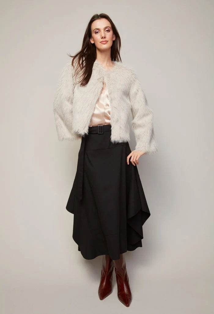 Blaine Collarless Faux Fur Jacket