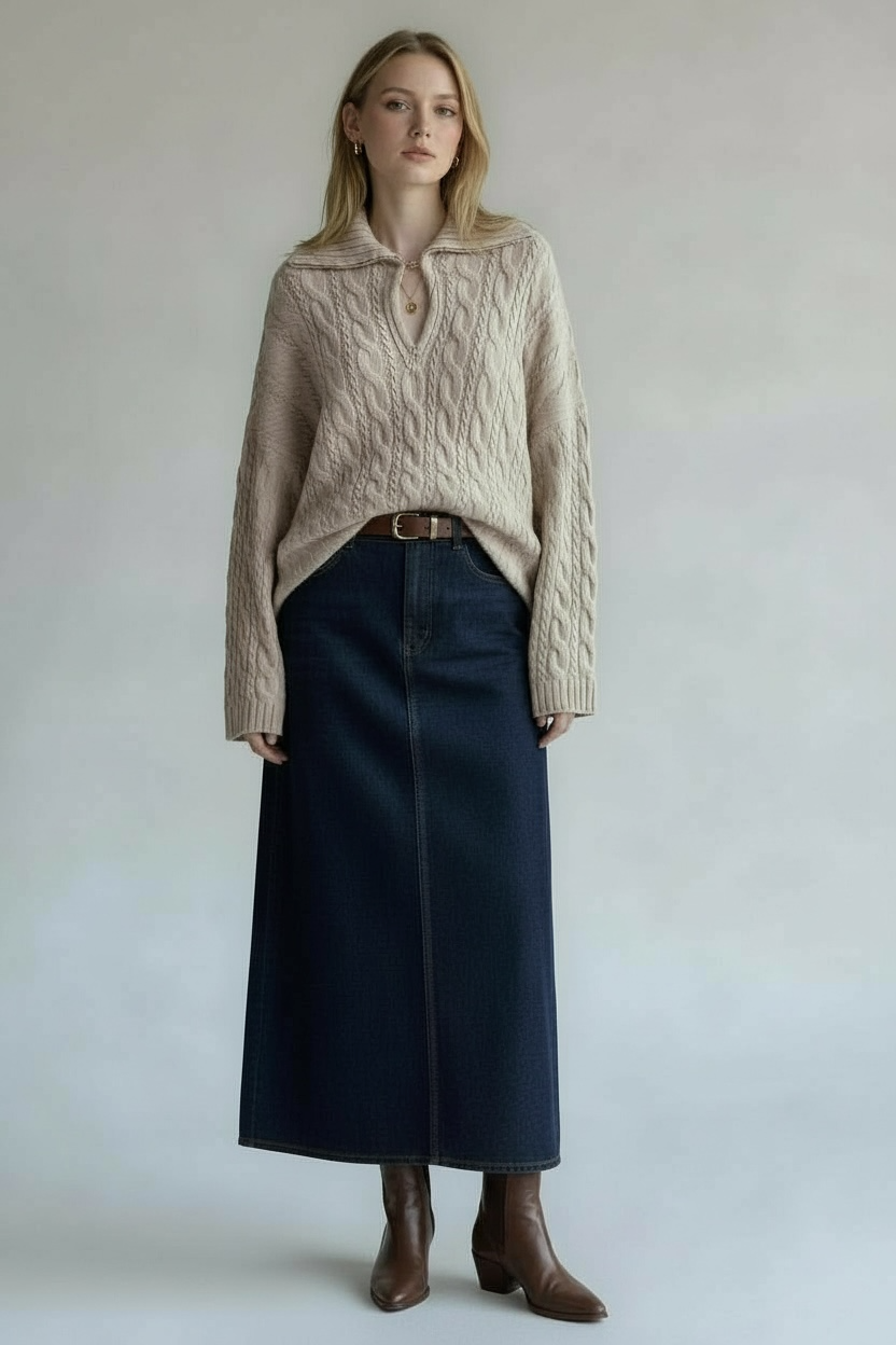 Cream Cable Keyhole Knit