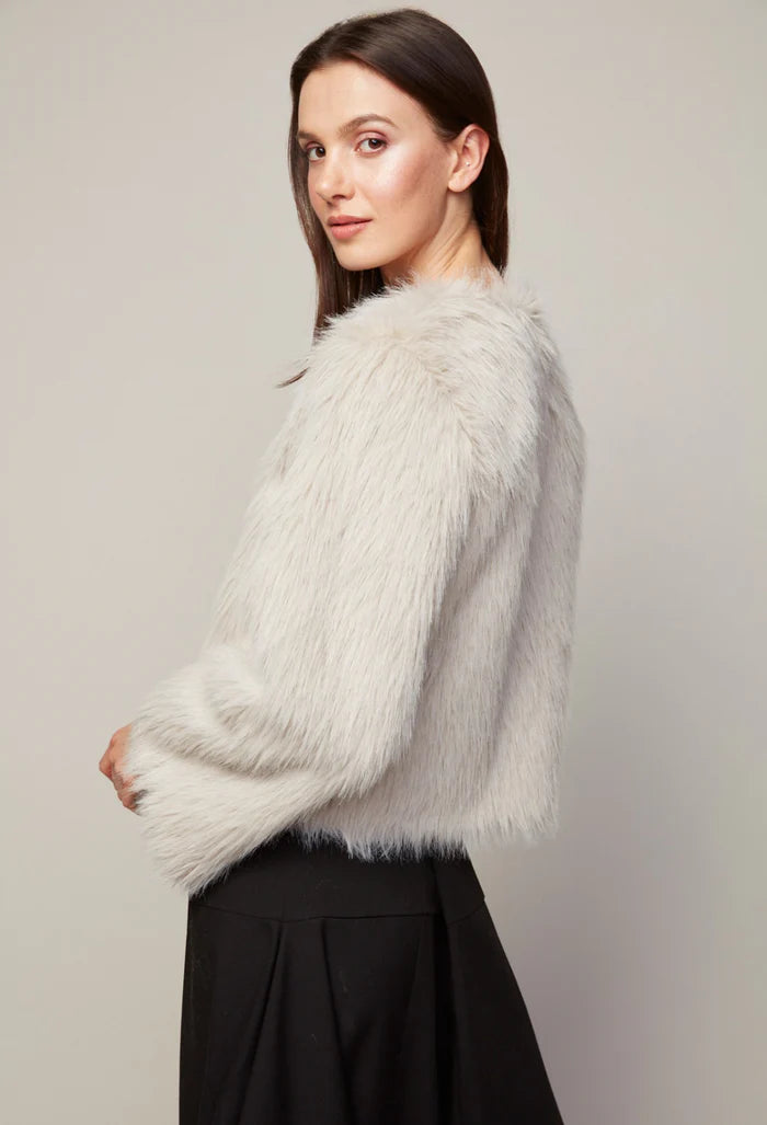 Blaine Collarless Faux Fur Jacket