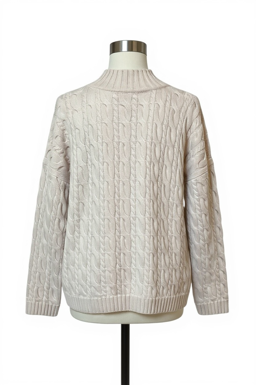 Cream Cable Keyhole Knit