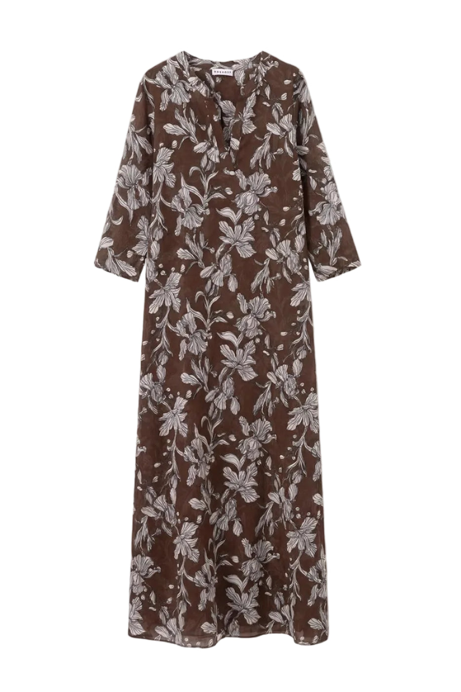 Floral patterned dress on a white background.