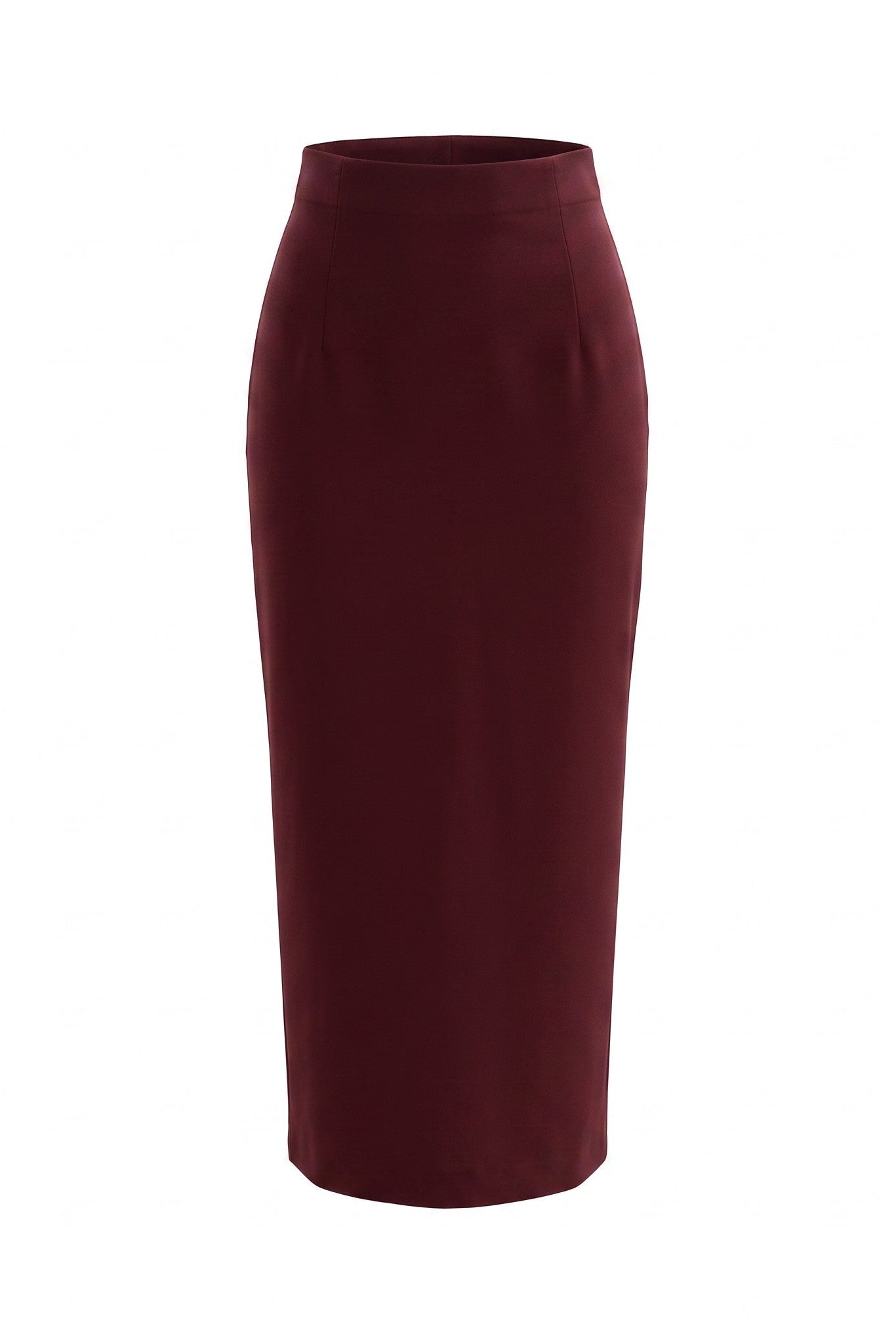 Marie Saint Pierre Tarselle burgundy high-waisted midi skirt, front product view