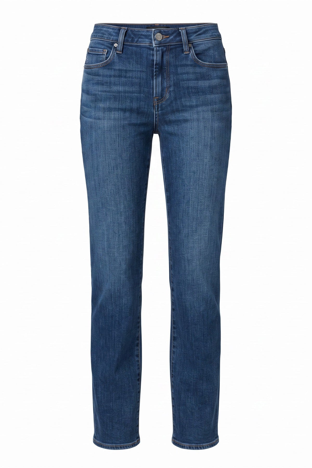 PAIGE Mason 32-inch straight-leg jeans in the medium-blue Antica wash, front product view.