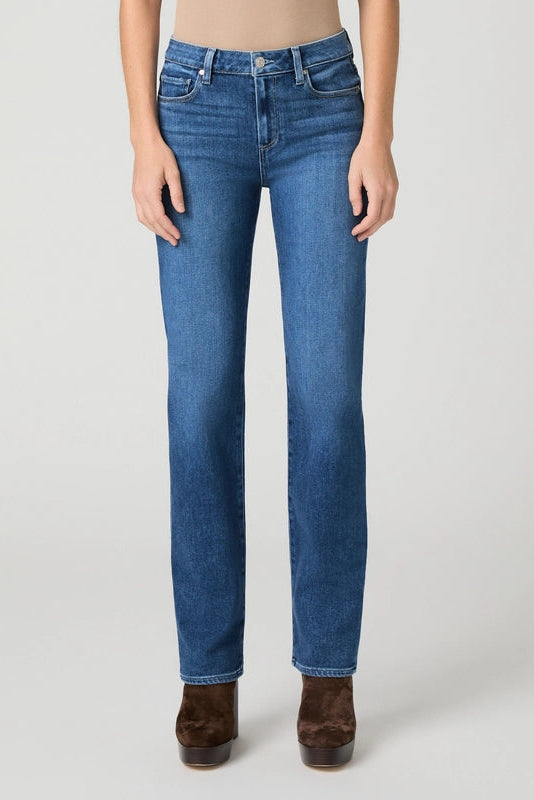 Front view of PAIGE Mason mid-rise straight-leg jeans in the medium-blue Antica wash.