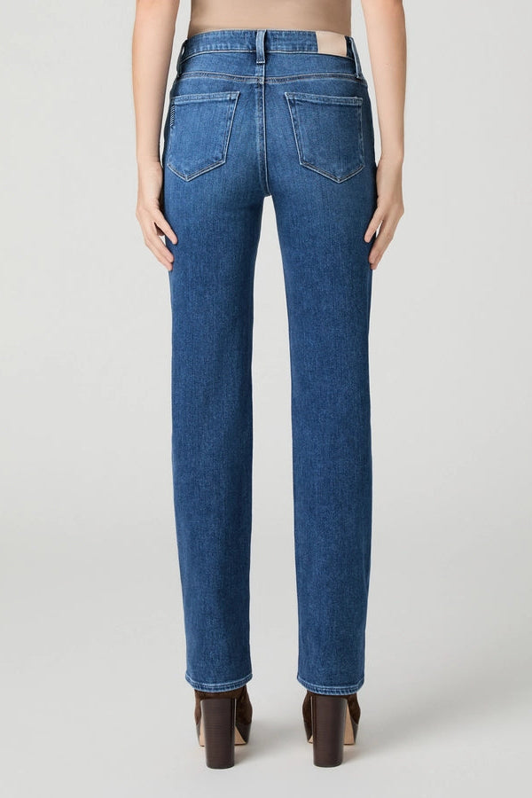 Back view of PAIGE Mason straight-leg jeans showing the waistband and two patch pockets.