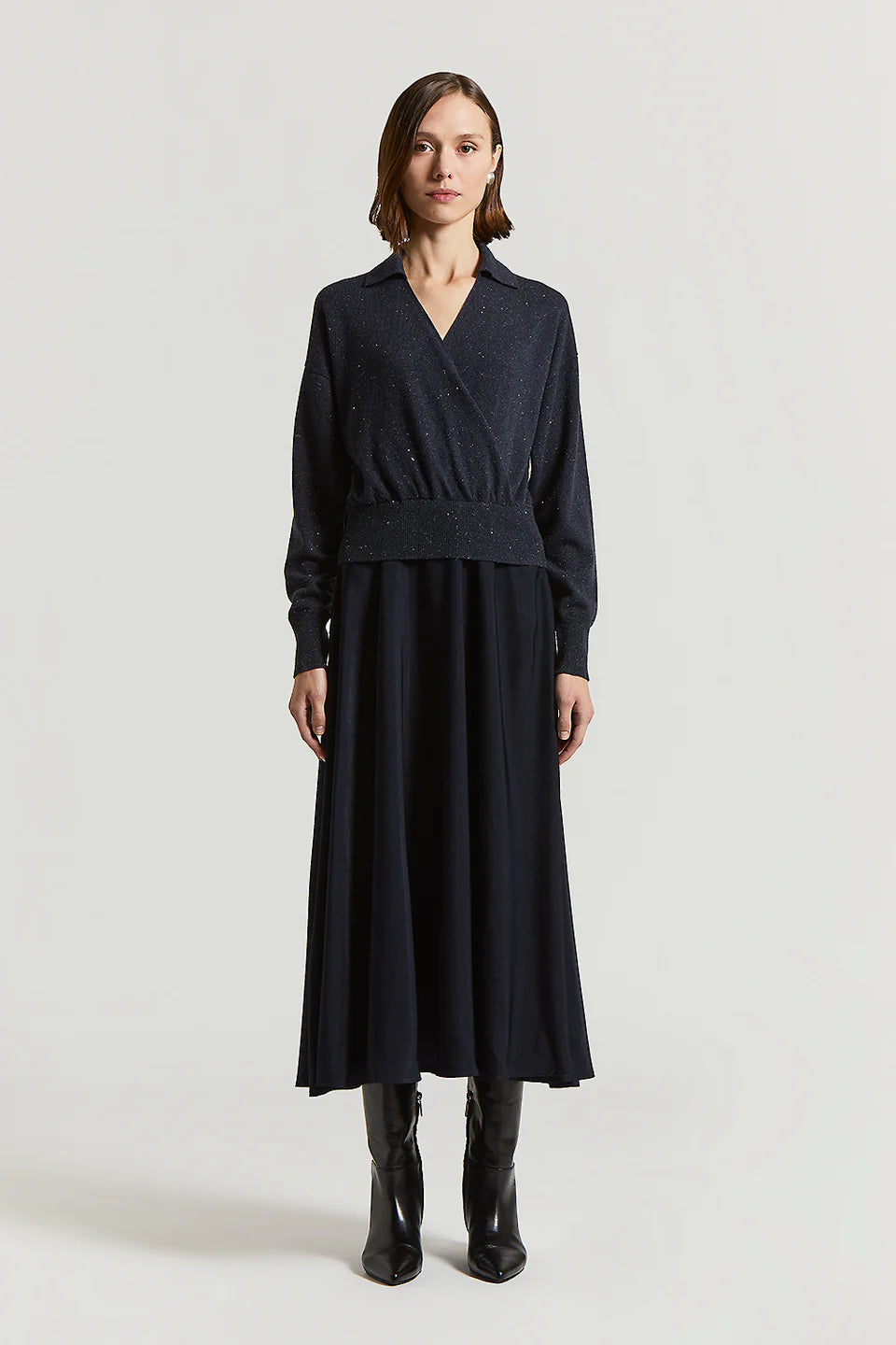 Tricot Viscose-Blend Twill Dress