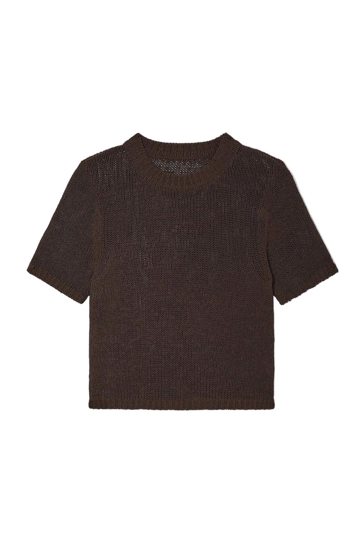 Brown knitted sweater on a white background.